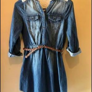 My Michelle Girls size 12 denim/lace dress